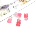 Pink resin bear-shaped lollipop pendants with metal rings for DIY jewelry making - Bear - Gradient Pink (12560)
