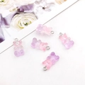 Pink and purple gradient resin gummy bear charms with metal loops for DIY jewelry making - Bear - Gradient Pink Purple (12561)