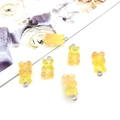 Set of six yellow gradient resin bear charms with glitter and metal hanging loops - Bear - Gradient Yellow Orange (12566)