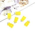 Set of five translucent yellow gummy bear resin charms with silver jump rings for DIY crafts - Bear - Solid Yellow (12570)