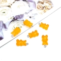 Set of 6 orange translucent resin gummy bear pendants with metal hooks for DIY jewelry - Bear - Solid Orange (12567)
