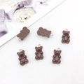Set of six dark brown resin bear pendants with metal loops for DIY jewelry making - Bear - Chocolate (12574)