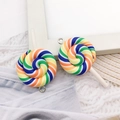 Rainbow swirl lollipop resin charms for DIY jewelry and keychains, set of 2 pieces - Lollipop - Rainbow Striped (12586)