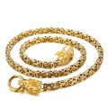 Men's bold rock-style dragon head necklace in premium gold-finished stainless steel - Gold Dragon Head Style (KN113578-Z)