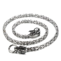 Cadena de rey con cabeza de dragón en plata retro y collar de estilo bizantino - Estilo de Cabeza de Dragón Color Acero (KN113579-Z) / Plateado