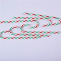 Set of 6 red white and green striped acrylic Christmas candy cane ornaments on white background - 15cm 6 Pack Red Green
