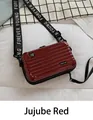 Mini dark red hardshell suitcase crossbody bag with trendy Forever Young wide strap - Burgundy