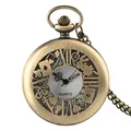 Vintage bronze Alice in Wonderland pocket watch with hollow poker cards and quartz movement - Style 1 (P975) Rabbit Poker Hollow