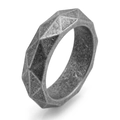 Minimalist geometric faceted titanium steel ring in vintage silver with a matte finish - US 9 / Vintage Silver