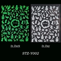 Glow in the dark Christmas nail art stickers showing snowman and snowflake patterns - STZ-Y002 (Bare Sheet)