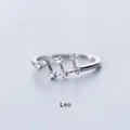 Adjustable silver Leo zodiac ring with sparkling zircon constellations design - Adjustable Open / Leo