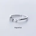 Adjustable silver Aquarius zodiac ring with zircon stones in star constellation design - Aquarius