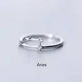 Minimalist silver Aries constellation ring with zircon stones in an adjustable design - Adjustable Open / Aries