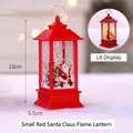 Rote Weihnachts-Laterne mit Weihnachtsmann-Motiv und warmem LED-Licht, 13 cm hoch - Kleine Weihnachtsmann Flammenlampe / Rot