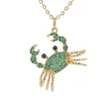 Niedliche Krabbe Anhänger Kette mit grünen Kristallen und Goldkette für Damen - Grüner Zirkon