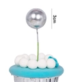 Single silver 3cm decorative sphere cake topper with a glossy metallic finish on a cupcake - Silver Ball 3cm
