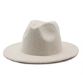 Detail of light beige plaid fedora hat showing classic checkered wool texture and wide brim - M (56-58cm) / Beige