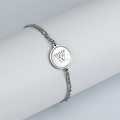 Bracelet maille Figaro en acier inoxydable argenté avec pendentif lettre W nacré - Lettre W / Acier