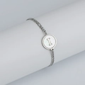 Bracelet en acier inoxydable argenté avec pendentif lettre I en nacre véritable - Lettre I / Acier