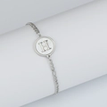 Bracelet en acier inoxydable argenté avec un pendentif rond gravé de la lettre H - Lettre H / Acier