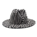 British style fedora hat featuring a bold black and grey zebra pattern and flat brim - M (56-58cm) / Gray