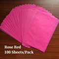 Macro detail of 100 sheets pack rose red tissue paper fanned out on wood surface - Rose Red (100 Sheets/Pack)
