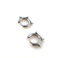 Punk style silver stainless steel hoop earrings with cone spikes on white background - Inner Diameter 8mm * Line Diameter 2.0mm / Steel