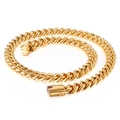 Thick gold-finished Cuban link necklace with polished box clasp and hip-hop styling - Gold Necklace (KN111372-Z)