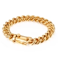 Classic Cuban link bracelet in gold-plated stainless steel with secure box clasp - Gold Bracelet (KB135946-Z)