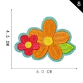 Cartoon flower embroidery patch in red and orange colors measuring 4.5 cm by 6.0 cm - Style 8-Red Orange Flower Combo