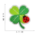 Green four-leaf clover and ladybug embroidered patch with detailed texture and felt border - Style 15-Dreamy Clover Ladybug