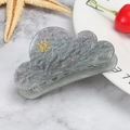 Cloud-shaped acrylic hair claw with grey marble texture and gold glitter detail - Starry Grey Sun