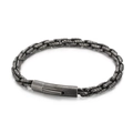 Vintage dunkelgraues Edelstahl Doppelkettenarmband mit mechanischem Verschluss - Vintage Schwarz Geflochtener Stil (KB114170-KFC)