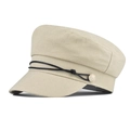 Beigefarbene Schiffermütze aus Baumwolle mit schwarzer Kordel und verzierten Knöpfen - M(56-58cm) / Khaki