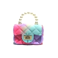 Mini bolso bandolera tipo jelly con rombos degradados y asa de perlas blancas - Perla Degradado Rosa Azul Púrpura