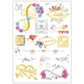 Gold metallic Team Bride tattoo stickers with floral and diamond ring designs for weddings - Romantic Floral Valentine's Day (VT421)