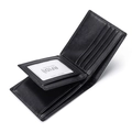 Portafoglio da uomo in pelle nera con protezione RFID e fessure per carte di credito - Nero
