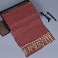 Écharpe d'hiver pour hommes bordeaux à motif chevrons avec des franges classiques - 190x32cm / Chevrons Rouge