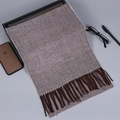 Écharpe d'hiver classique à chevrons marron et blanc avec franges pour hommes et femmes - 190x32cm / Chevrons Marron