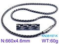 Collar de cadena de acero de titanio estilo vintage oxidado con cierre cilíndrico - Negro Oxidado(KN38197-K)