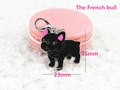 Detail of 23x25mm black enamel French bulldog pendant with silver lobster clasp hook - Black French Bulldog