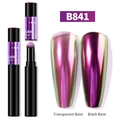 Stylo pigment caméléon B841 avec reflets violet-or-vert sur bases noire et transparente - Style Miroir Caméléon (B841)