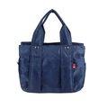 Bolso tote acolchado de nailon azul oscuro con asas dobles y remaches plateados - Pequeño / Azul Real