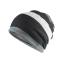 Winter striped fleece-lined beanie hat in black and grey tones for thermal warmth - Black Grey Stripe (Fleece Lined)