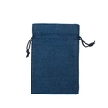 Dark blue linen drawstring pouch with natural burlap texture for jewelry packaging - Navy Blue