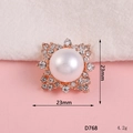 23mm square pearl and rhinestone flower accessory for DIY phone case in gold finish - D768 Pearl Rose Gold Flower