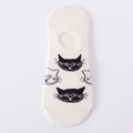 Chaussettes invisibles blanches pour hommes avec motifs de têtes de chats noirs mignons - Tête de Chat Blanche (S15)