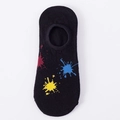Chaussettes invisibles noires pour hommes avec motif artistique de taches de peinture - S12 (Noir Éclaboussures)