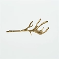 Nahaufnahme einer goldenen Haarspange aus Metall im Rentiergeweih-Design mit Textur - 7#-Elchgeweih