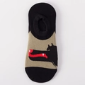 Women's low cut cotton socks featuring a black and beige wolf pattern design - One Size / Beige Black Wolf Head